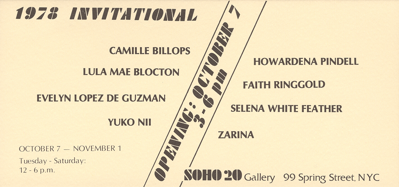 A flyer for a group show at SoHo 20 Gallery